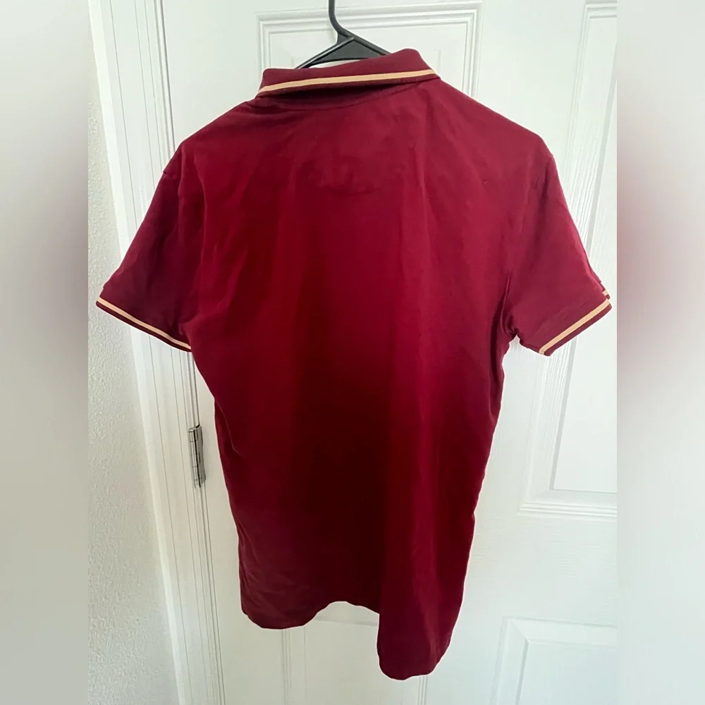 Scott James polo men shirt burgundy and yellow shirt sleeves medium - Picture 3 of 4